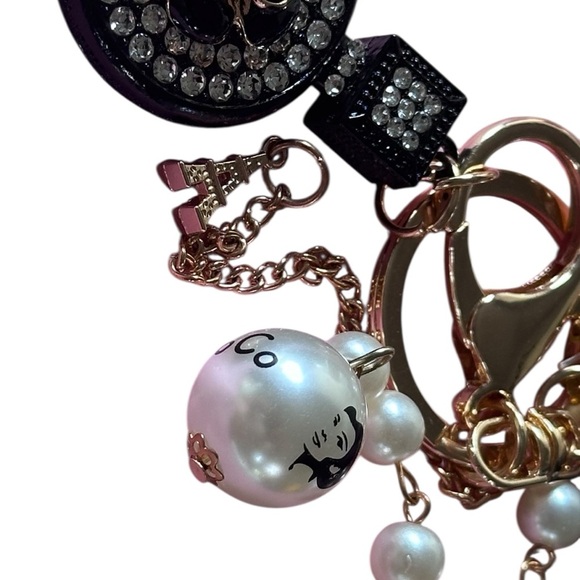 Pearl Luxury Keychain Crystal Perfume Bottle Pendant Car Wallet Handbag Key Ring - Picture 5 of 9